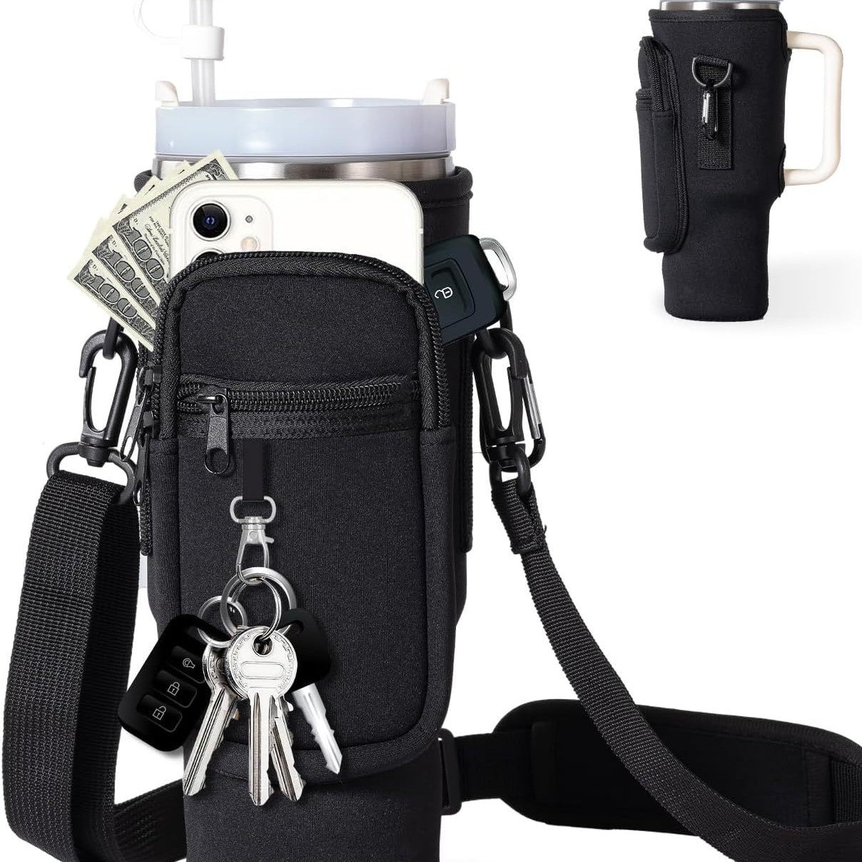 40oz Neoprene Tumbler Sleeve Cute & Insulated Water Bottle Holder with Handle for Stanley Cups
