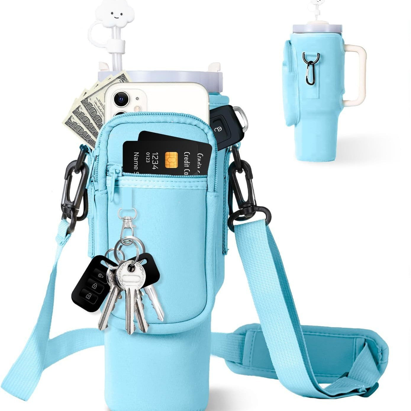 40oz Neoprene Tumbler Sleeve  Cute & Insulated Water Bottle Holder with Handle for Stanley Cups