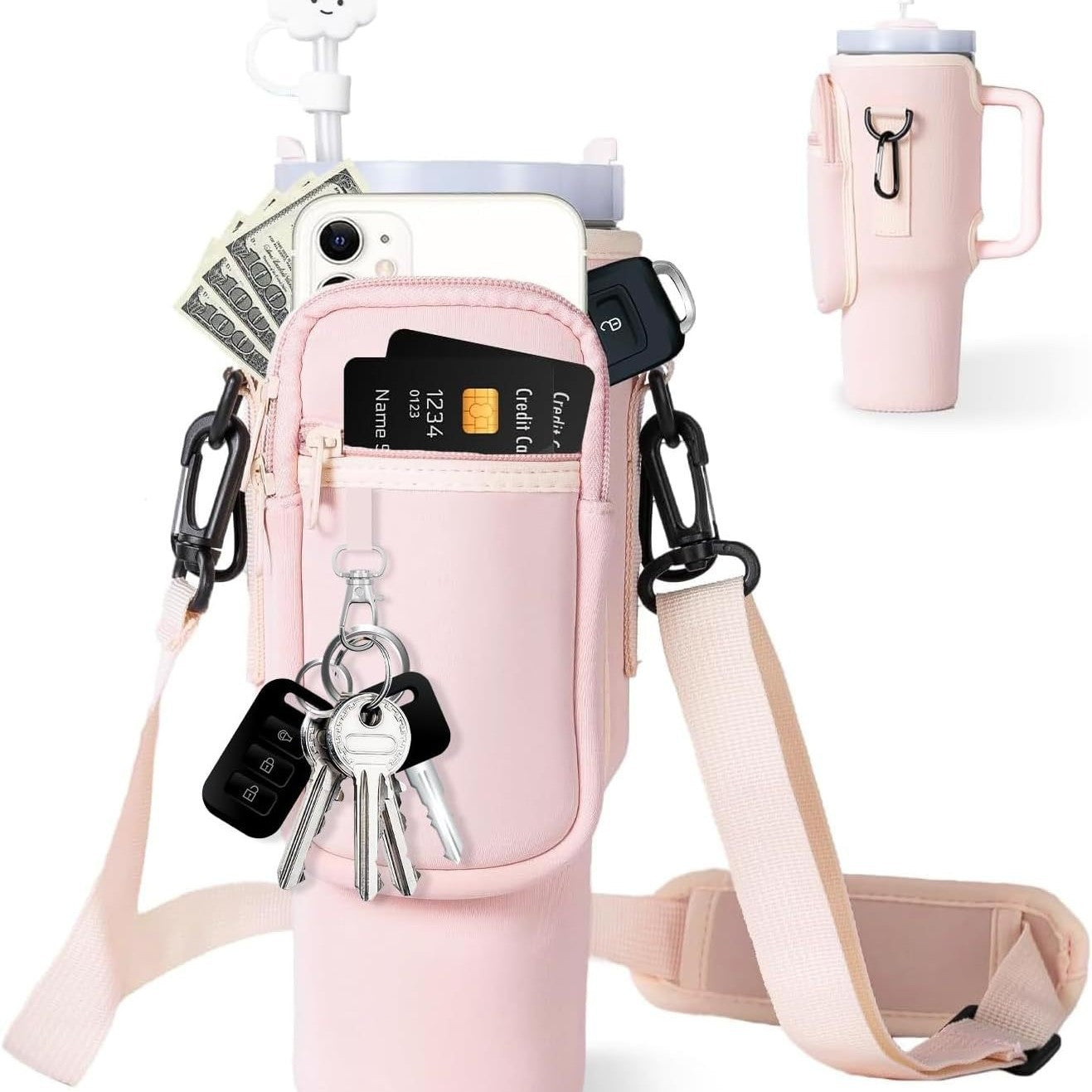 40oz Neoprene Tumbler Sleeve  Cute & Insulated Water Bottle Holder with Handle for Stanley Cups