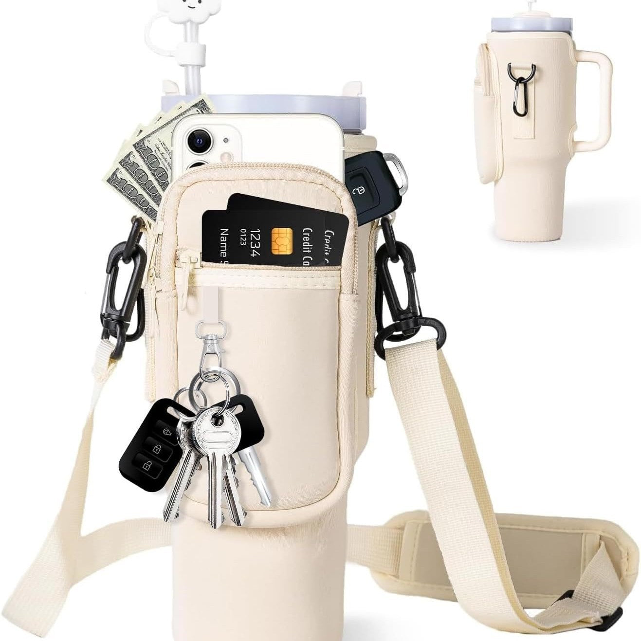 40oz Neoprene Tumbler Sleeve  Cute & Insulated Water Bottle Holder with Handle for Stanley Cups